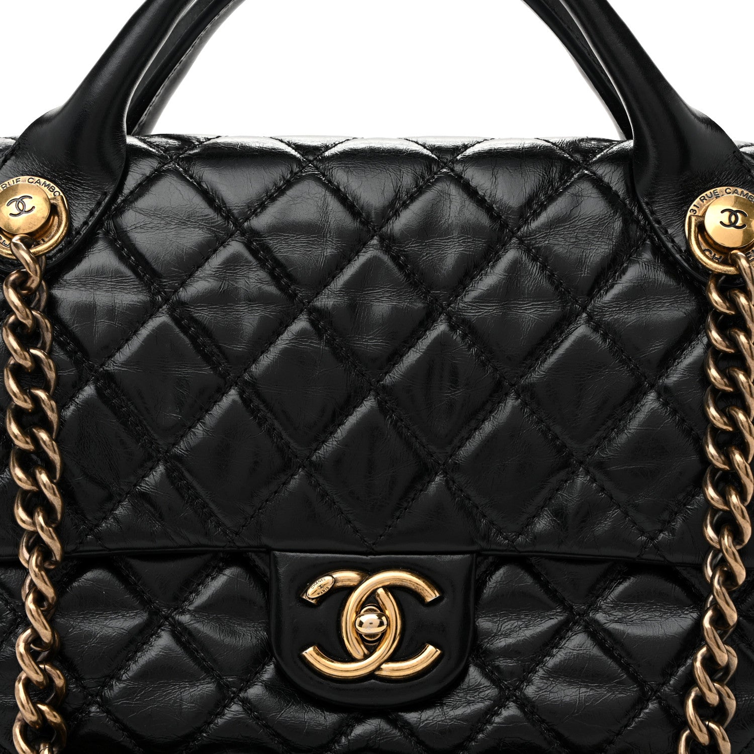 Chanel Glazed Calfskin Castle Rock Medium Flap Black 8 of 12