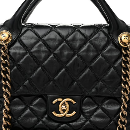 Chanel Glazed Calfskin Castle Rock Medium Flap Black 8 of 12