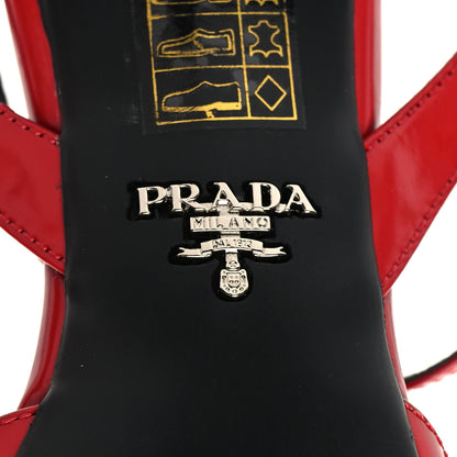 Prada Spazzolato Pointed Toe T-Strap 55mm Slingback Pumps 39 Rosso 7 of 8