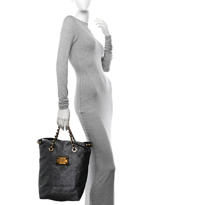 Louis Vuitton Metallic Jacquard Double Jeu Tote Silver 2 of 14