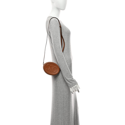 Celine Smooth Calfskin Cuir Small Triomphe Oval Crossbody Purse Tan 2 of 12