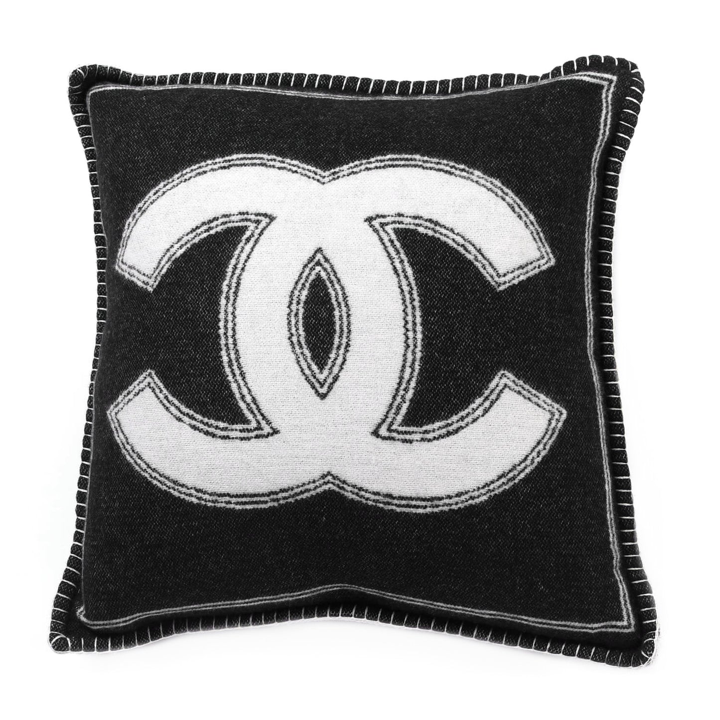Merino Wool Cashmere CC Pillow Beige Black