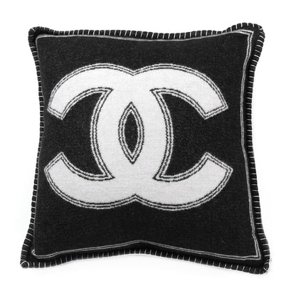 Chanel Merino Wool Cashmere CC Pillow Beige Black 1 of 3