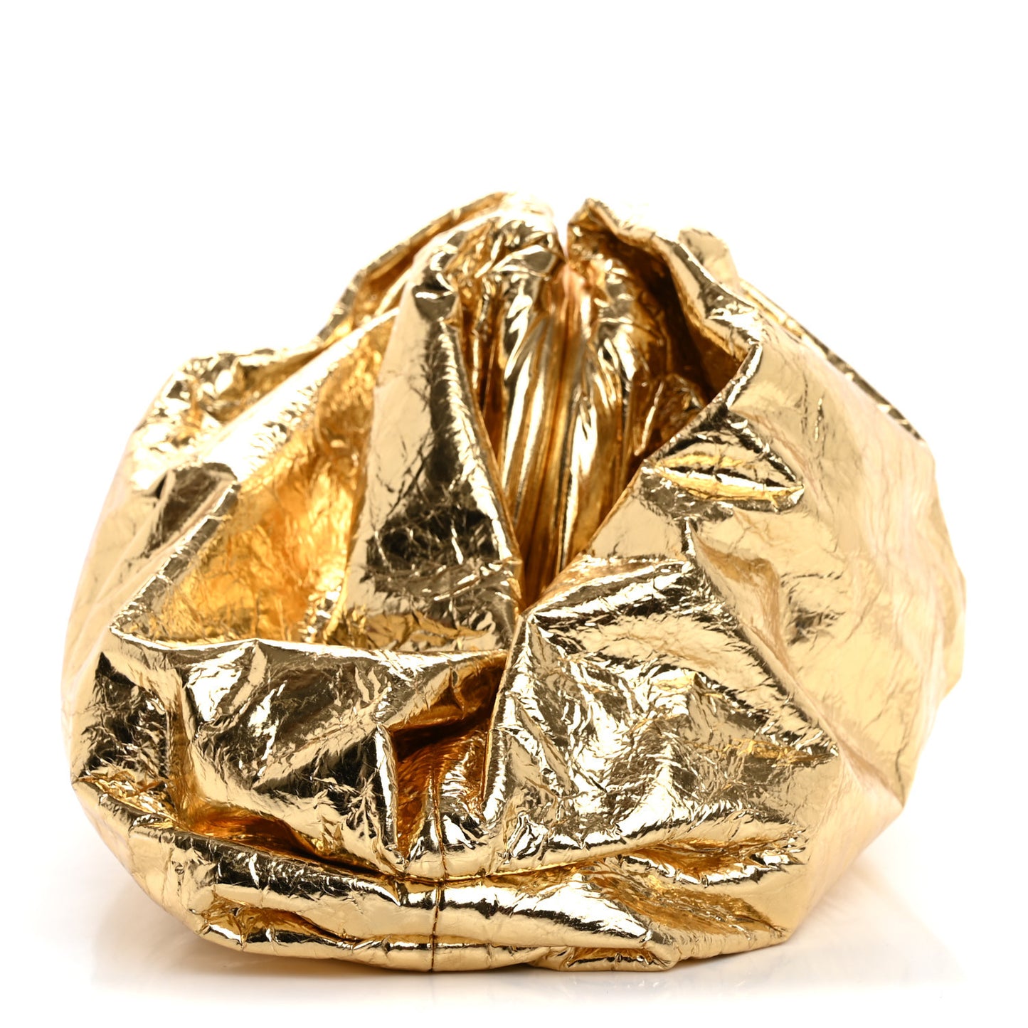 Metallic Crinkled Lambskin The Pouch Oversized Clutch Oro