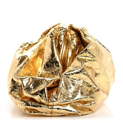 Bottega Veneta Metallic Crinkled Lambskin The Pouch Oversized Clutch Oro 10 of 11