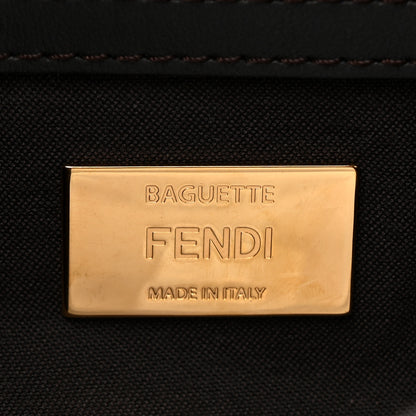 Fendi Nubuck Pequin Floral Print Baguette Tobacco Moro Ebano 6 of 16