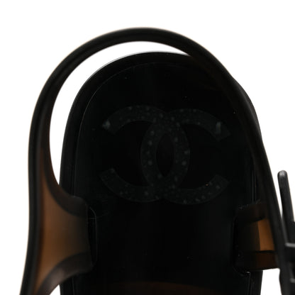 Chanel Jelly Camellia Thong Sandals 37 Black 7 of 7