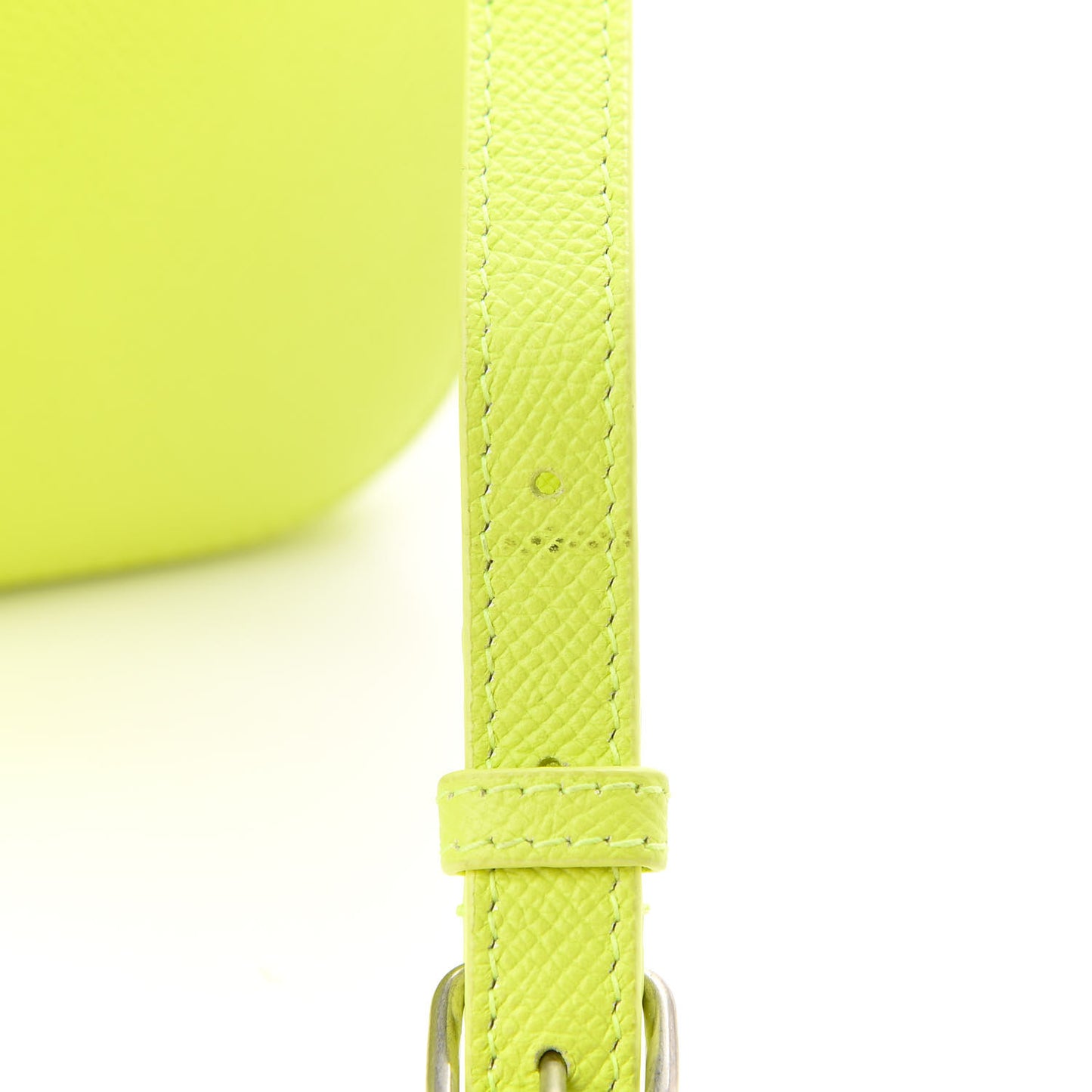 Signature Grained Calfskin Logo XS Ville Camera Bag Acid Green Black
