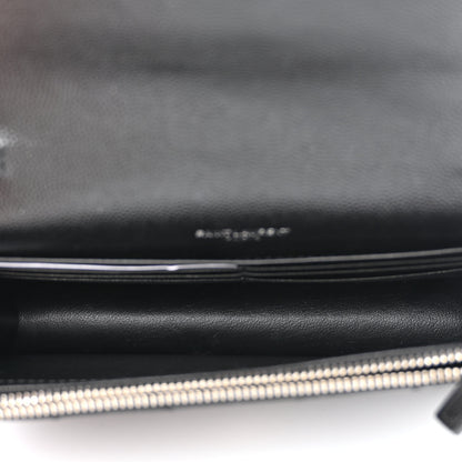 Saint Laurent Grain De Poudre Matelasse Chevron Monogram Envelope Chain Wallet Black 5 of 12