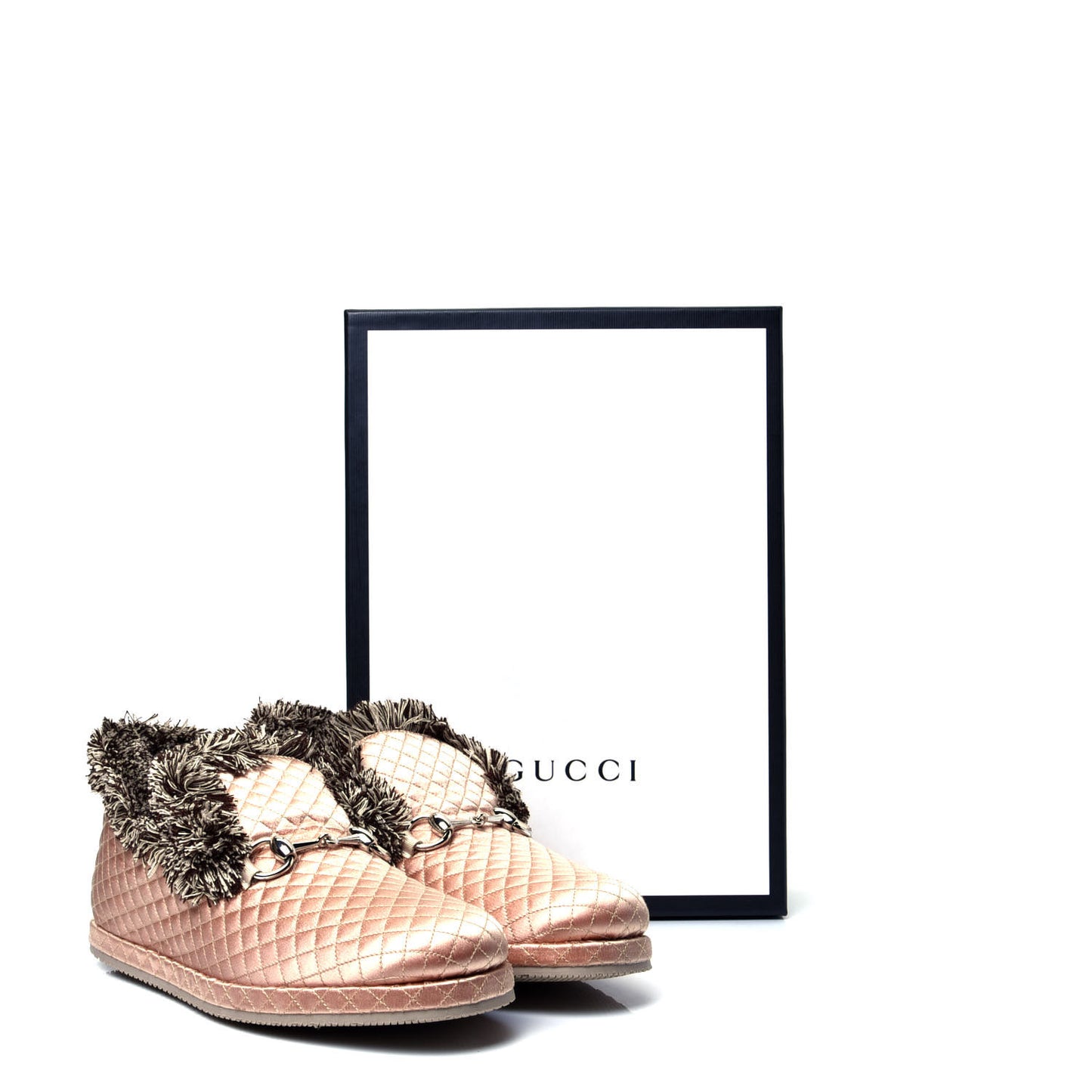Satin Quilted Womens Fria Horsebit Loafers 37 Apricot Beige