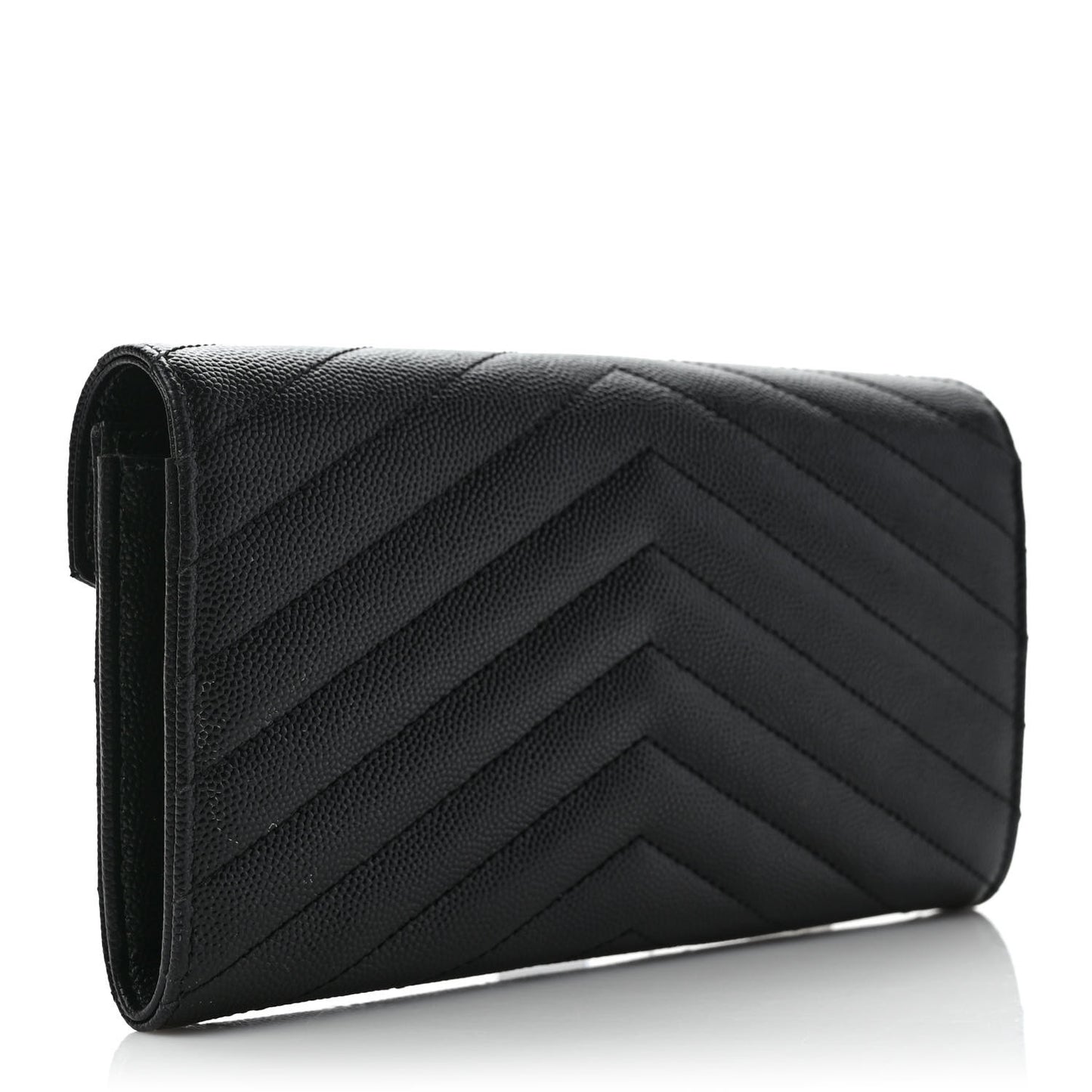 Grain De Poudre Matelasse Chevron Monogram Flap Wallet Black