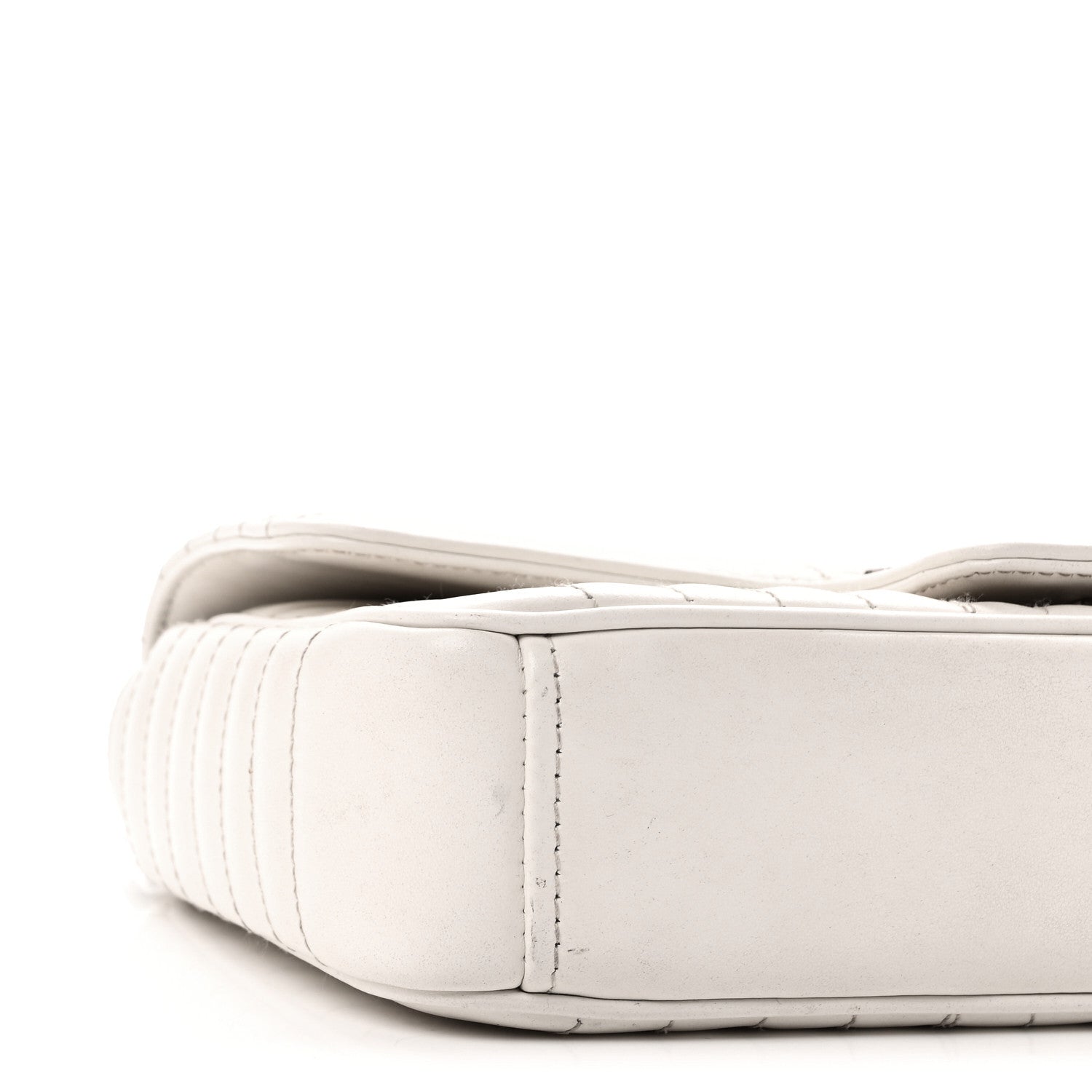Prada Soft Calfskin Impunture Diagramme Medium Chain Flap Shoulder Bag White 9 of 9