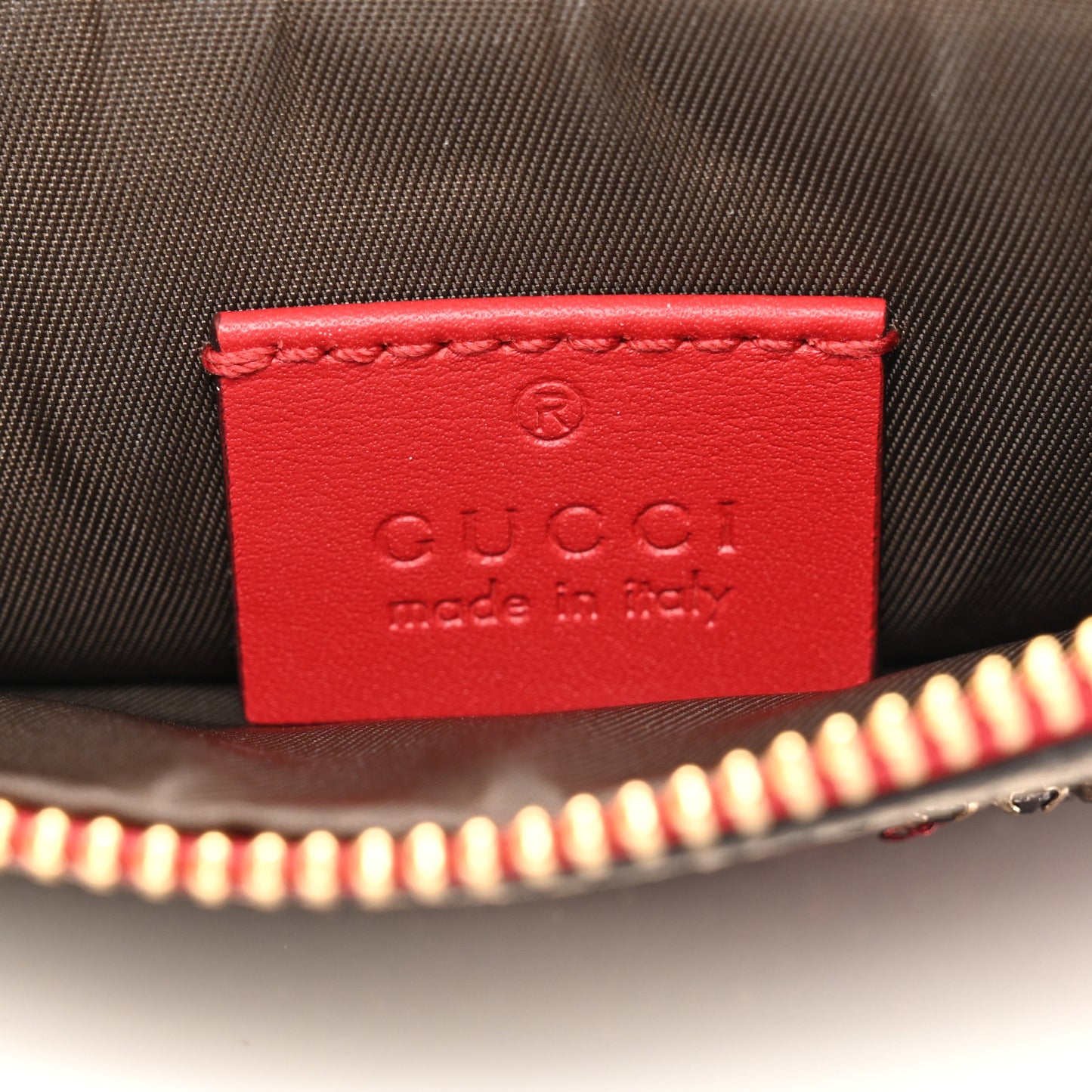 GG Supreme Monogram Merveilles Lips Zip Pouch Hibiscus Red