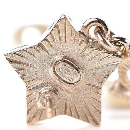 Chanel Metal Resin Pearl CC Star Dangle Earrings Gold 4 of 4