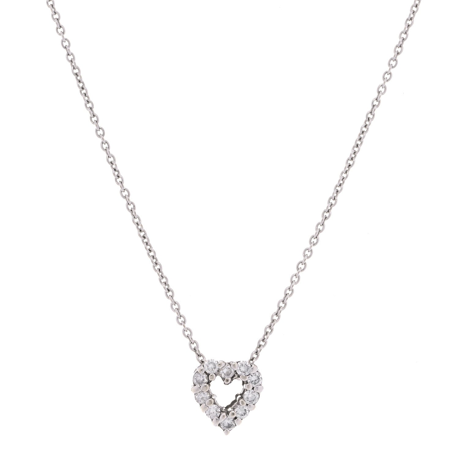 Roberto Coin 18K White Gold Diamond Tiny Treasures Heart Pendant Necklace 1 of 6