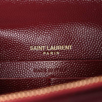 Saint Laurent Grain De Poudre Matelasse Chevron Monogram Envelope Chain Wallet New Red 6 of 11