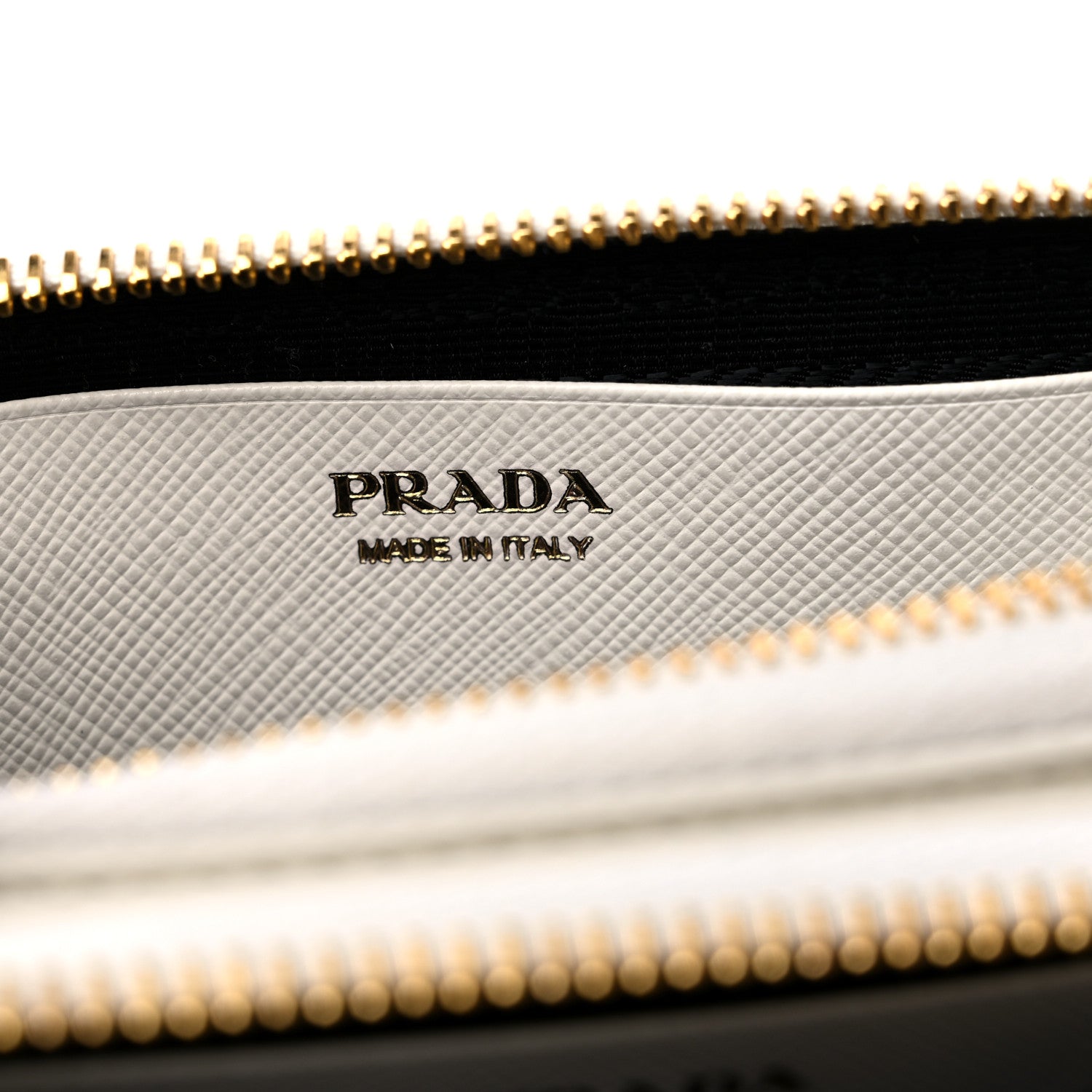 Prada Saffiano Shearling Triangle Mini Pouch White 7 of 10