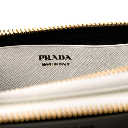 Prada Saffiano Shearling Triangle Mini Pouch White 7 of 10