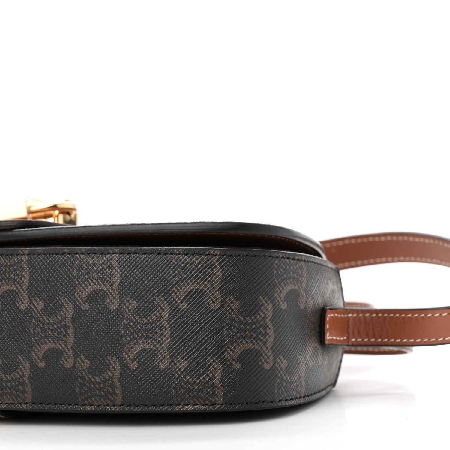 Celine Triomphe Canvas Calfskin Tabou Clutch on Strap Tan 1734807