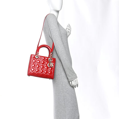 Christian Dior Patent Cannage Medium Lady Dior Red 2 of 10