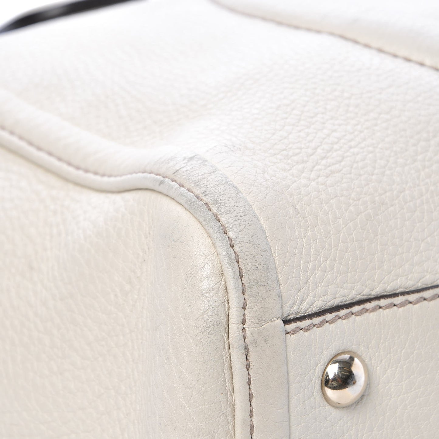 Pebbled Calfskin Small Soho Top Handle Bag Off White