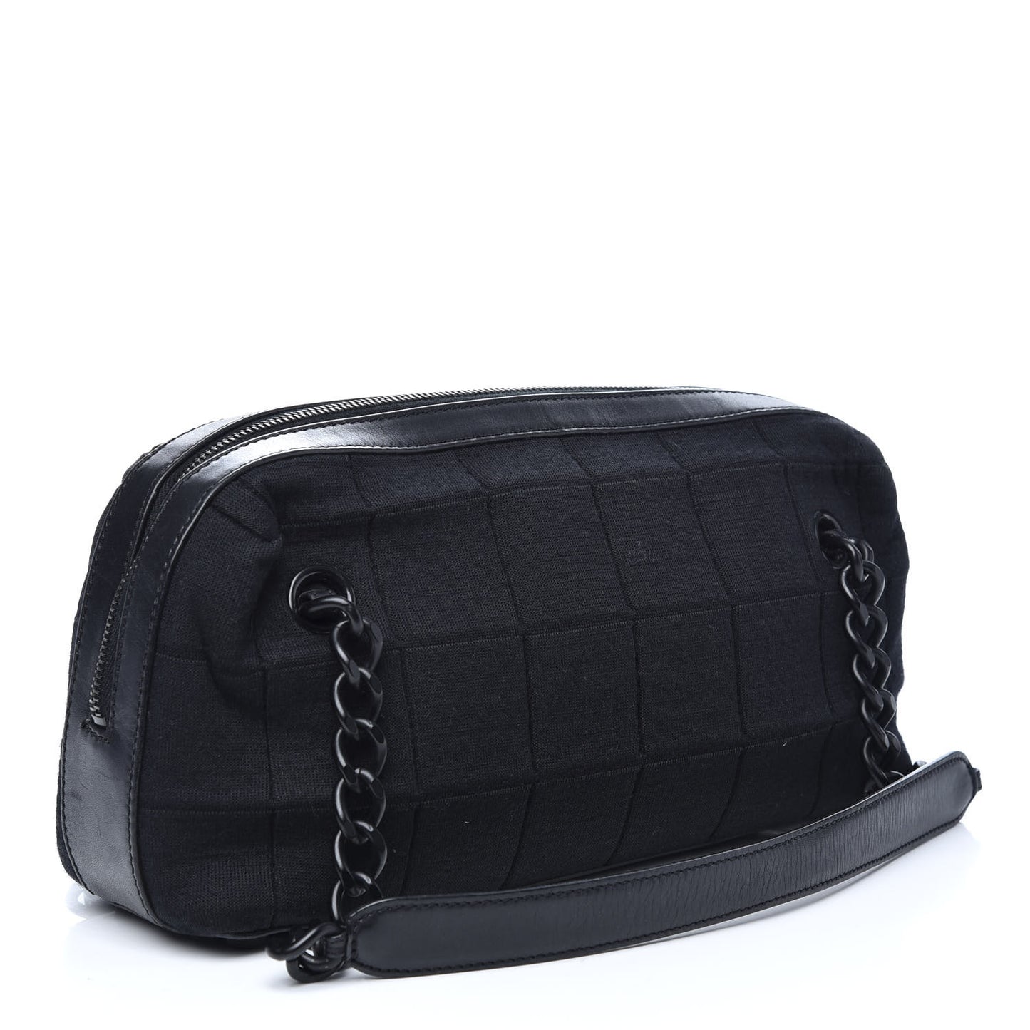 Jersey Quilted Chocolate Bar Shoulder Bag Black