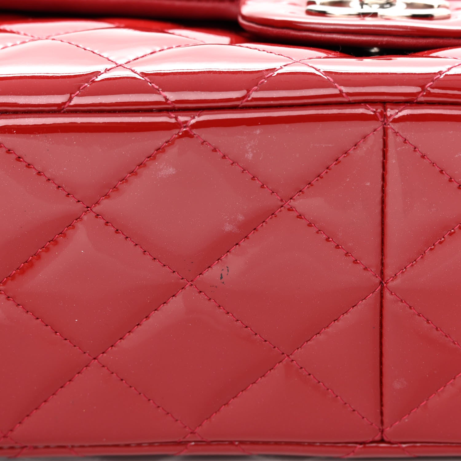 Chanel Patent Quilted Jumbo Double Flap Red 16 of 17