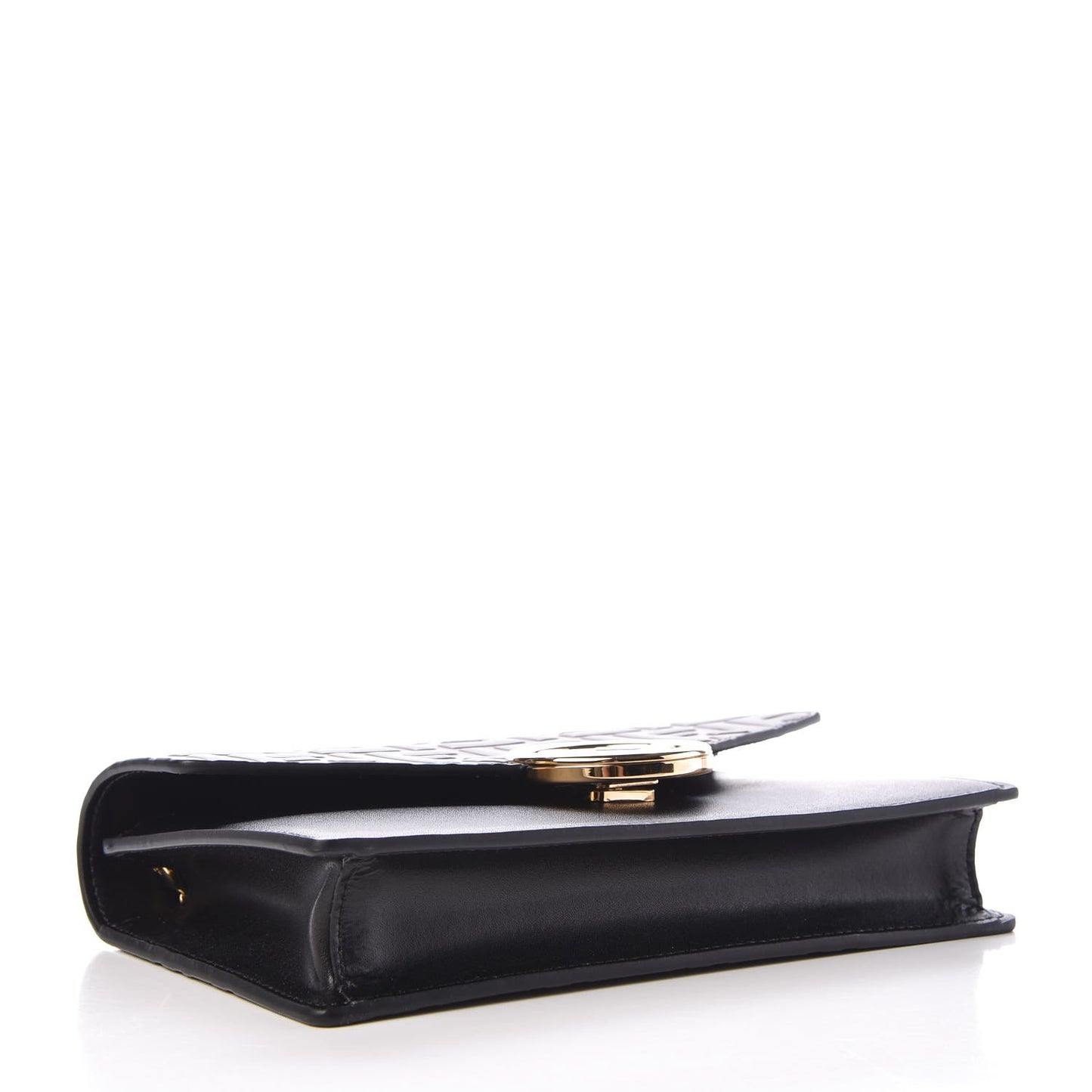 Vitello Liberty F is Fendi Bi-Color FF 1974 Embossed Medium Envelope Wallet On Chain Black Maya