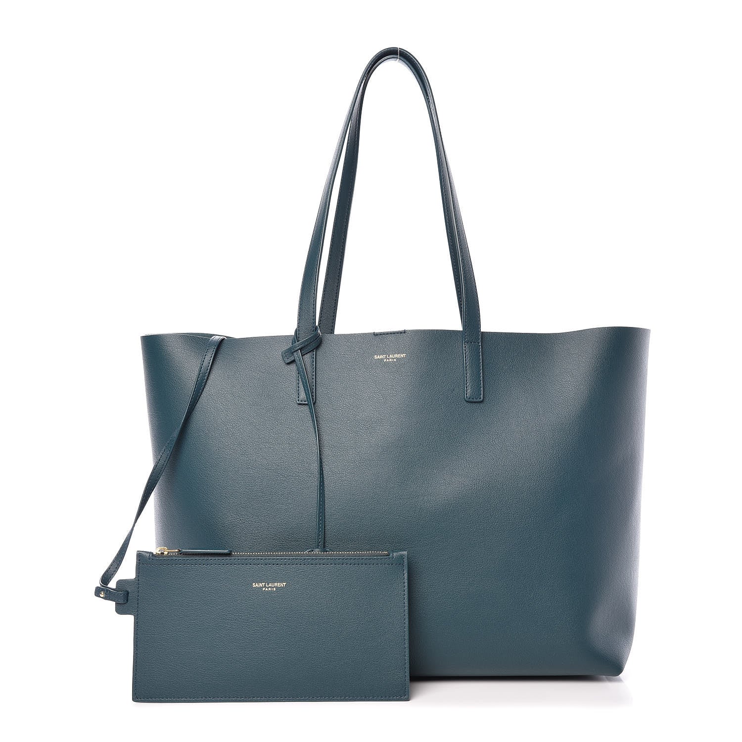 Saint Laurent Calfskin Large Shopping Tote Dark Turquoise 1 of 11