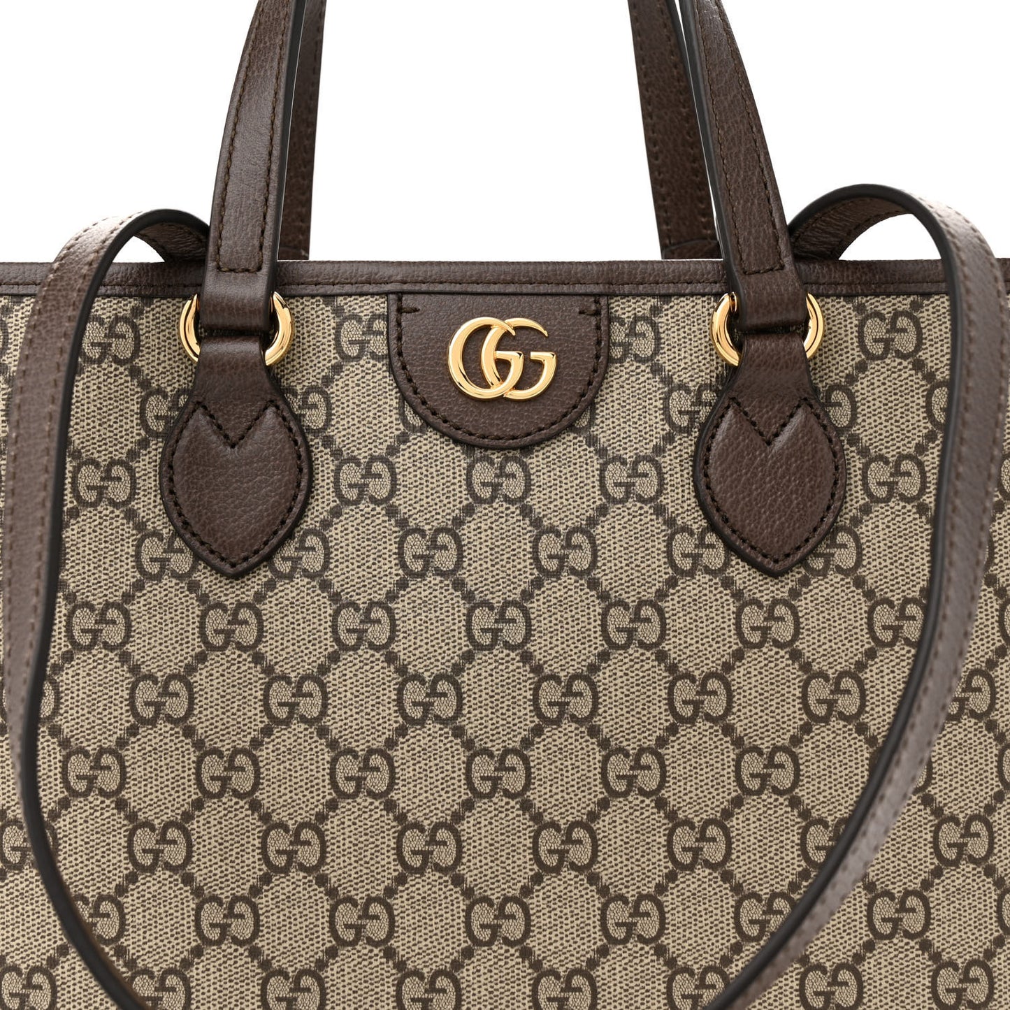 GG Supreme Monogram Textured Calfskin Small Ophidia Shoulder Tote Bag Beige Ebony New Acero