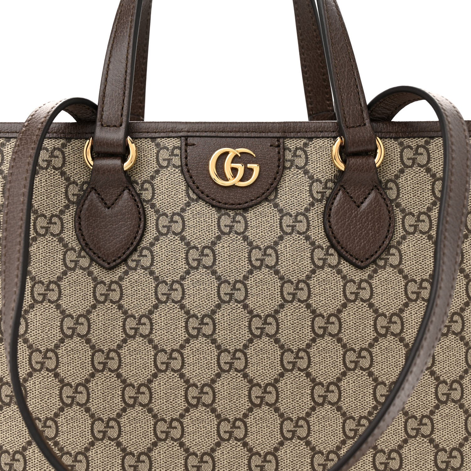 Gucci GG Supreme Monogram Textured Calfskin Small Ophidia Shoulder Tote Bag Beige Ebony New Acero 8 of 11