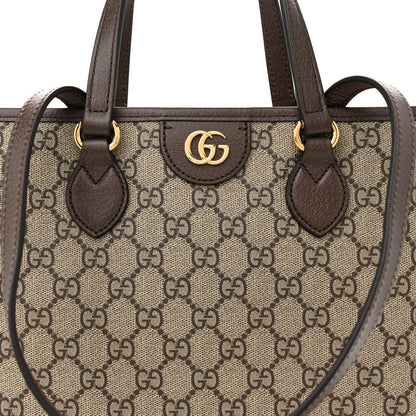 Gucci GG Supreme Monogram Textured Calfskin Small Ophidia Shoulder Tote Bag Beige Ebony New Acero 8 of 11