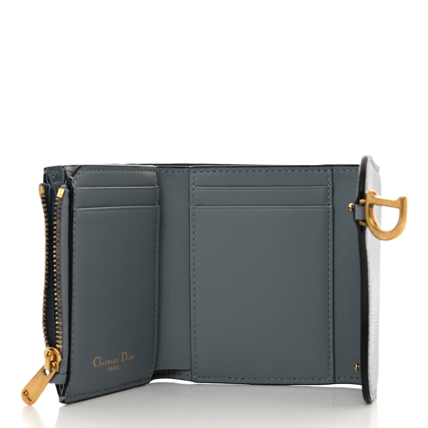 Goatskin Saddle Lotus Wallet Gray