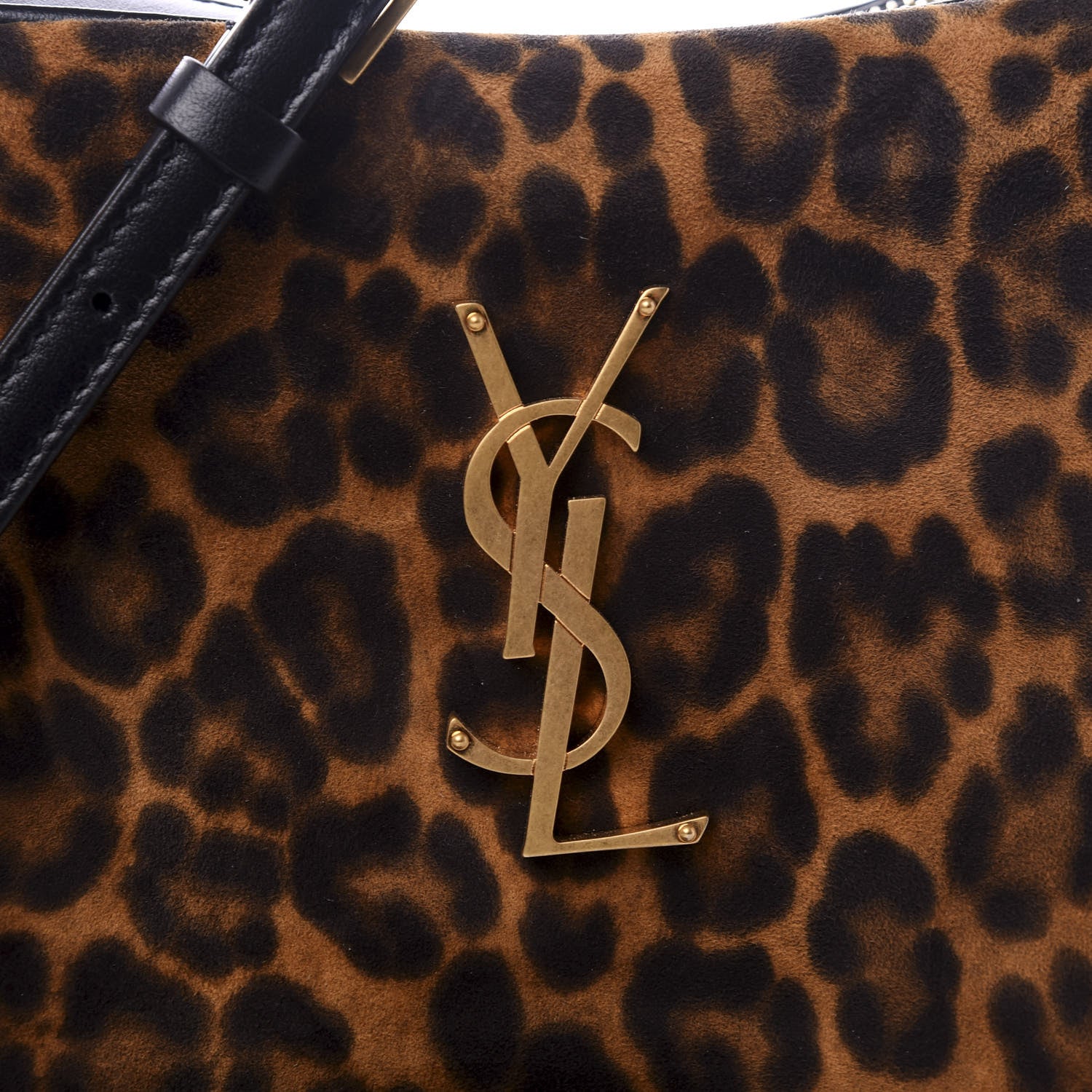 Saint Laurent Calfskin Leopard Print Monogram Lou Camera Bag Black 9 of 9