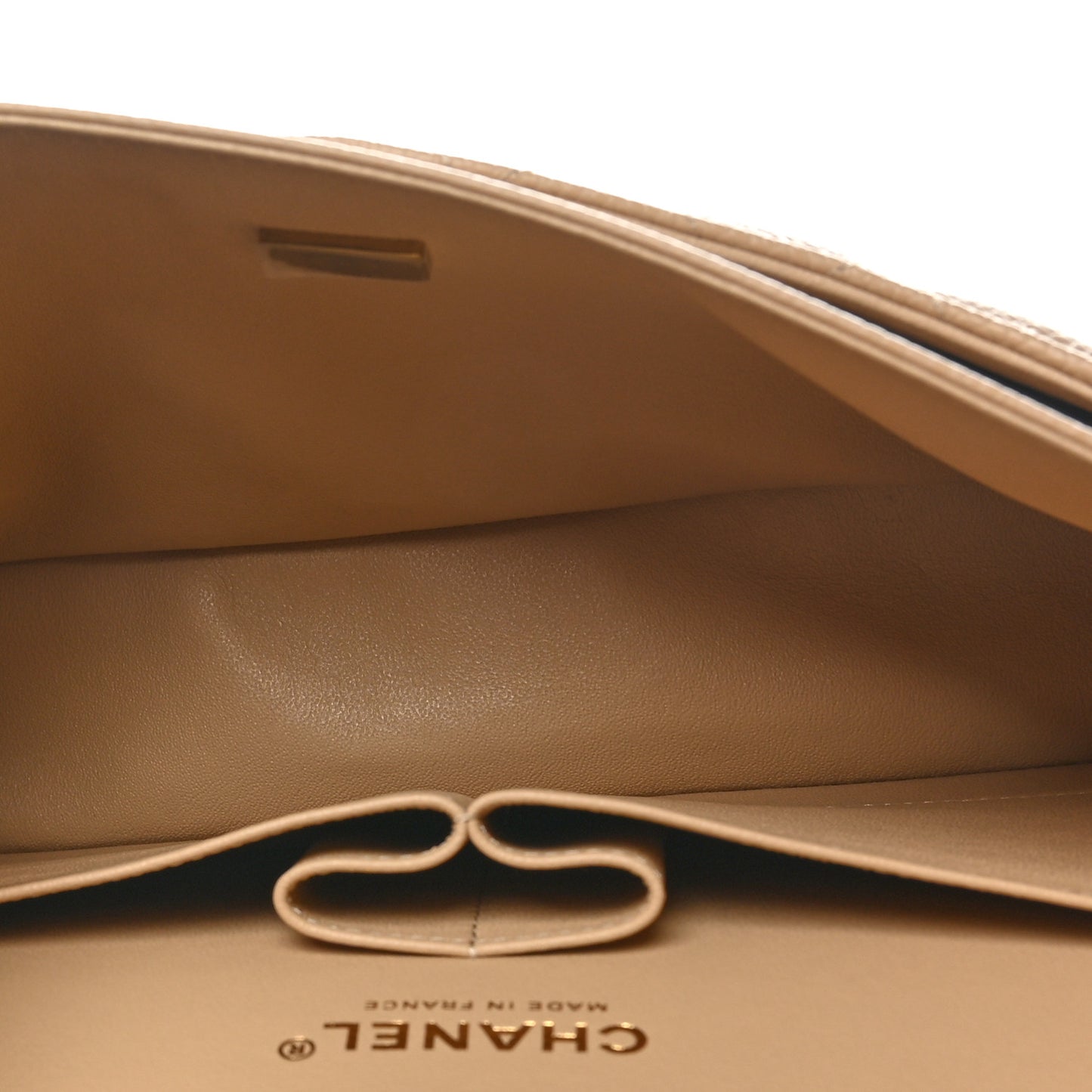 Caviar Quilted Medium Double Flap Beige