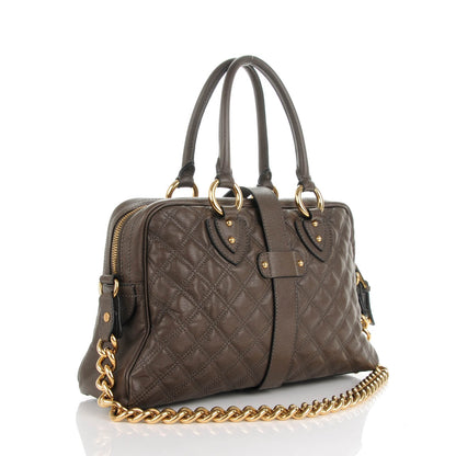 Marc Jacobs Lacquered Goatskin Quilted Venetia Satchel Grey 3 of 7