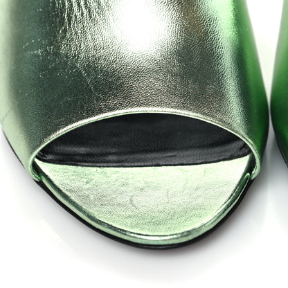 Saint Laurent Metallic Nappa La 16 Mule Sandals 37 Green 3 of 10