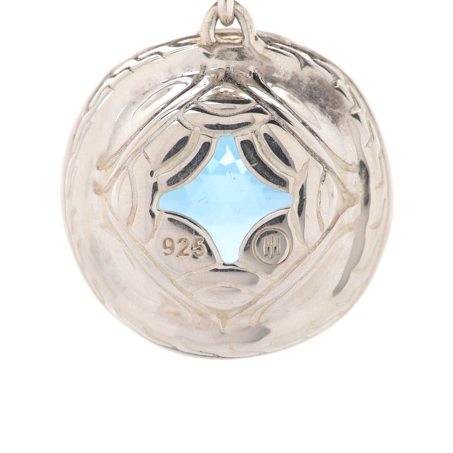 John Hardy Sterling Silver Blue Diamond Topaz Batu Naga Cushion Pendant Necklace 7 of 7