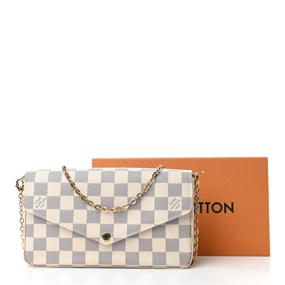 Louis Vuitton Damier Azur Pochette Felicie Chain Wallet Rose Ballerine 14 of 14