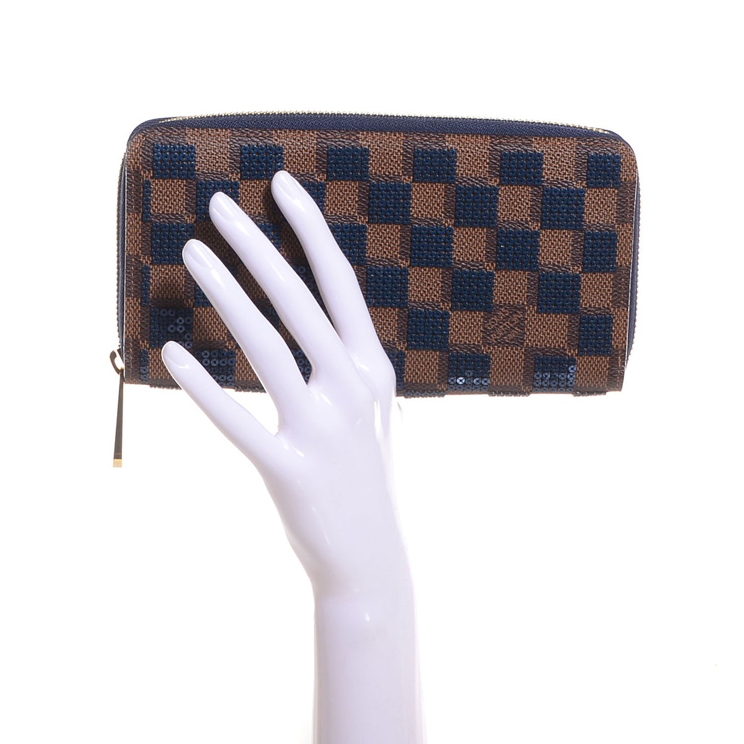 Damier Paillettes Zippy Wallet Blue