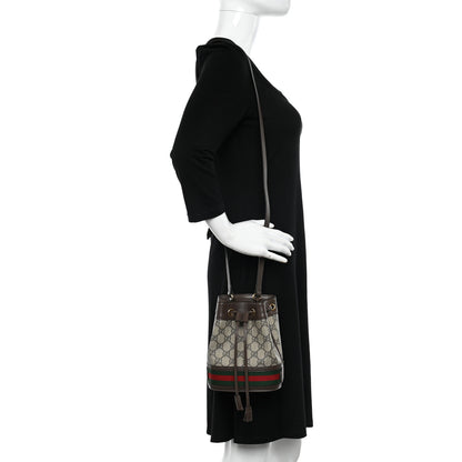Gucci GG Supreme Monogram Web Mini Ophidia Bucket Bag Brown 2 of 11
