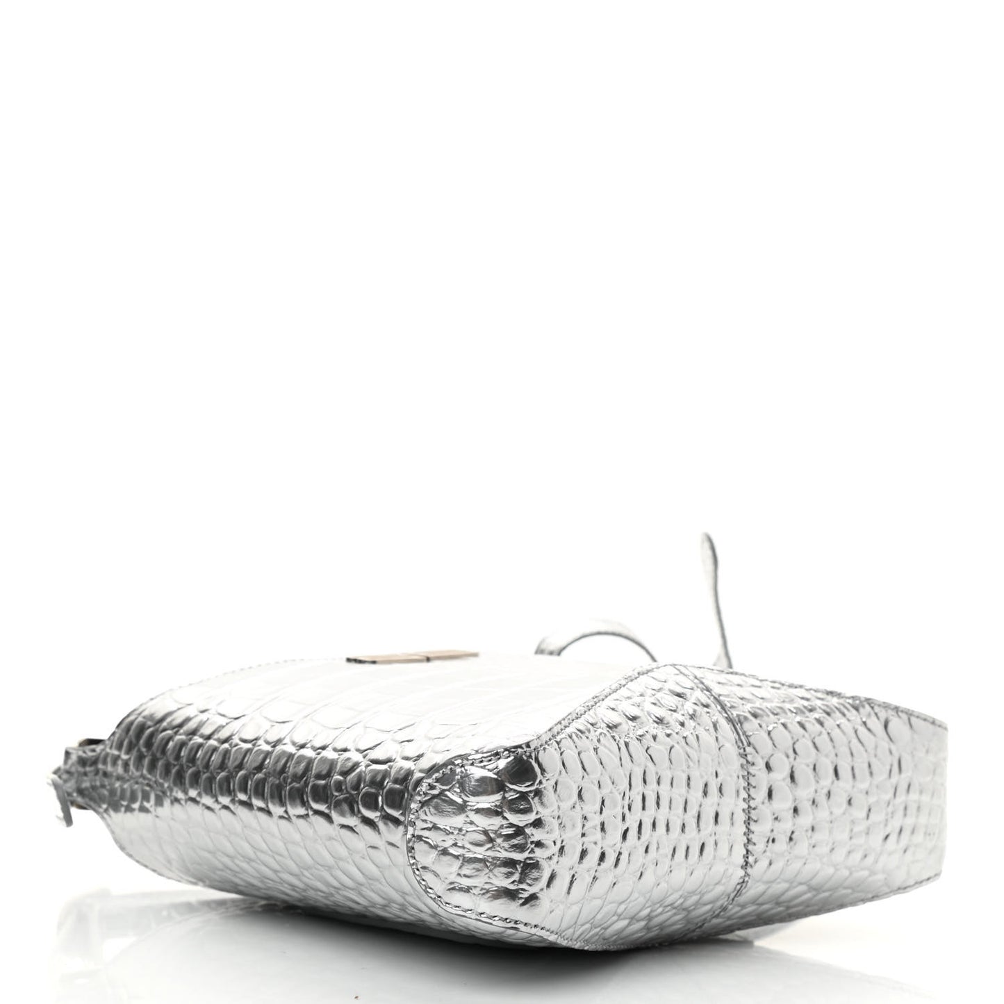 Metallic Super Supple Calfskin Crocodile Embossed Small XX Bag Silver