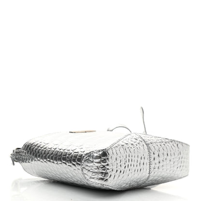 Balenciaga Metallic Super Supple Calfskin Crocodile Embossed Small XX Bag Silver 4 of 9