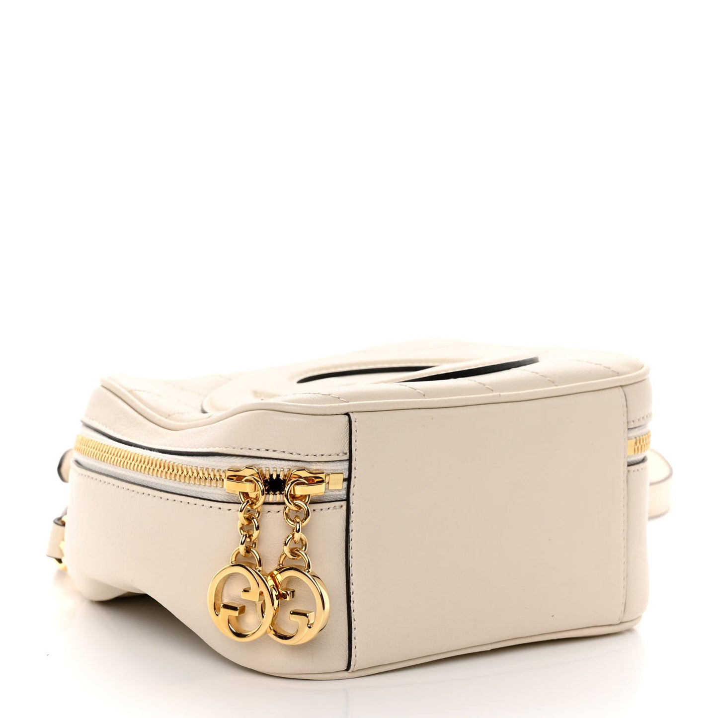 Sakai Be Green Calfskin Diagonal Stitched Blondie Top Handle Bag Mystic White