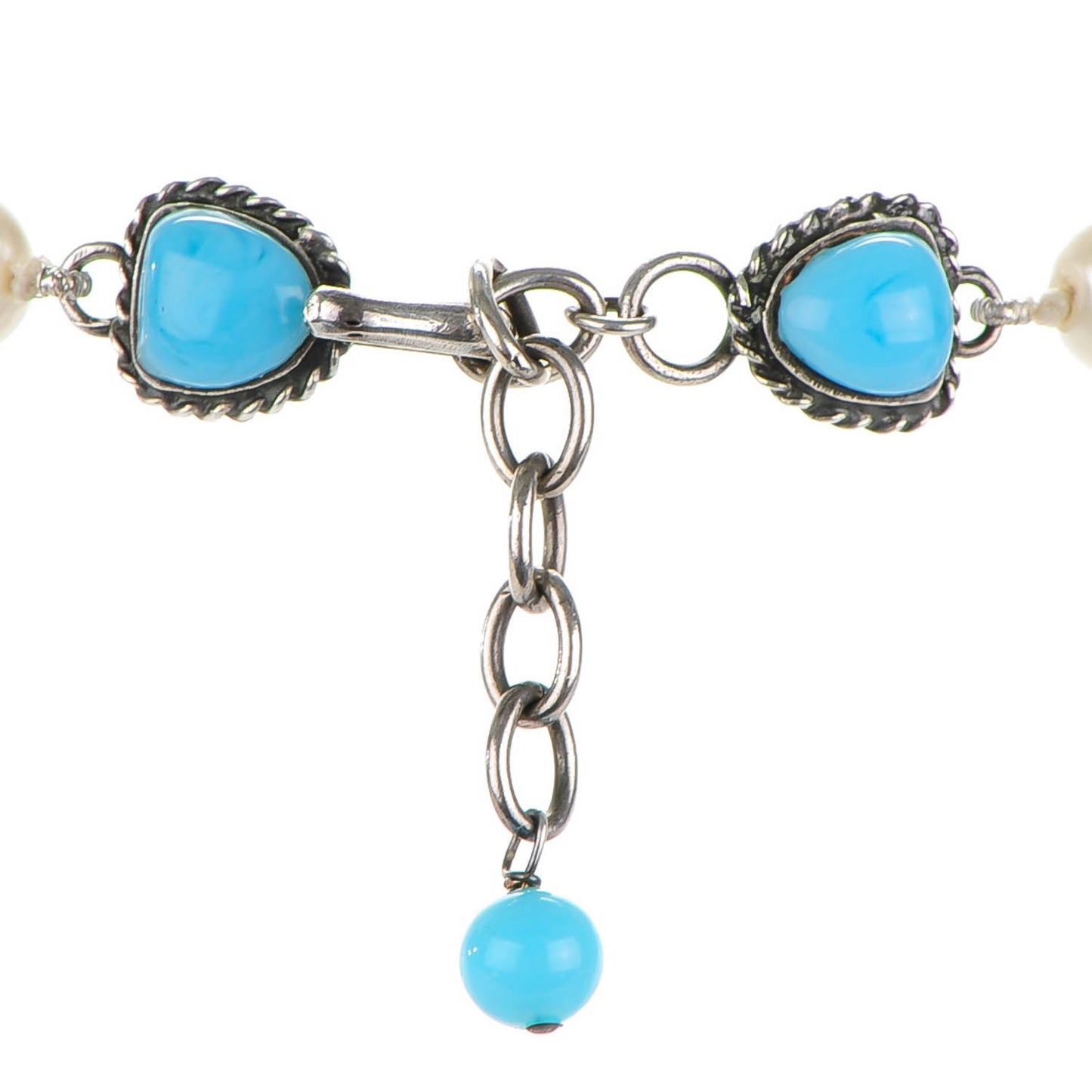 Baroque Pearl Short Necklace Silver Blue