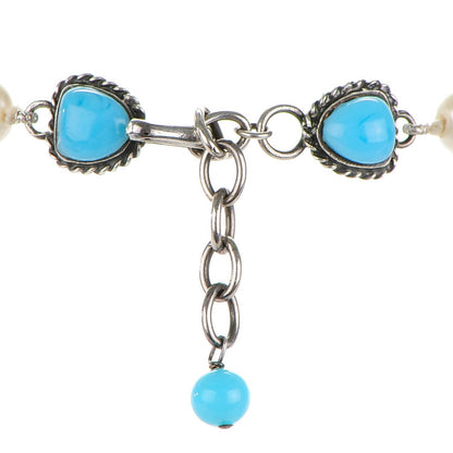 Chanel Baroque Pearl Short Necklace Silver Blue 4 of 5