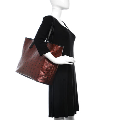 MCM Metallic Visetos Large Anya Shopper Tote Scooter Red 2 of 8