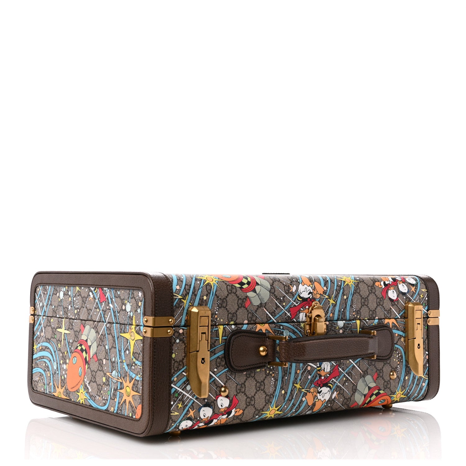 Gucci X DISNEY GG Supreme Monogram Donald Duck Retro Interlocking G Medium Savoy Suitcase Beige Multicolor New Acero 3 of 10