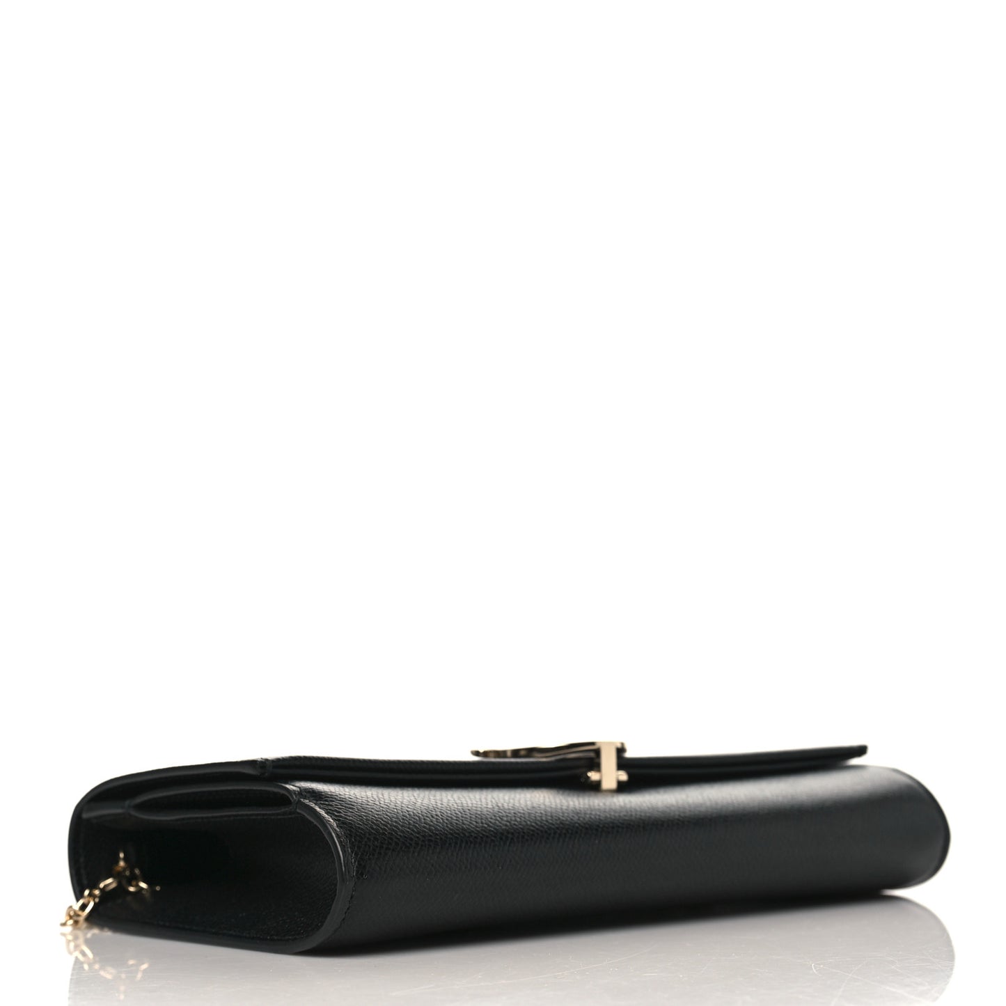 Calfskin Gancini Wallet On Chain Black