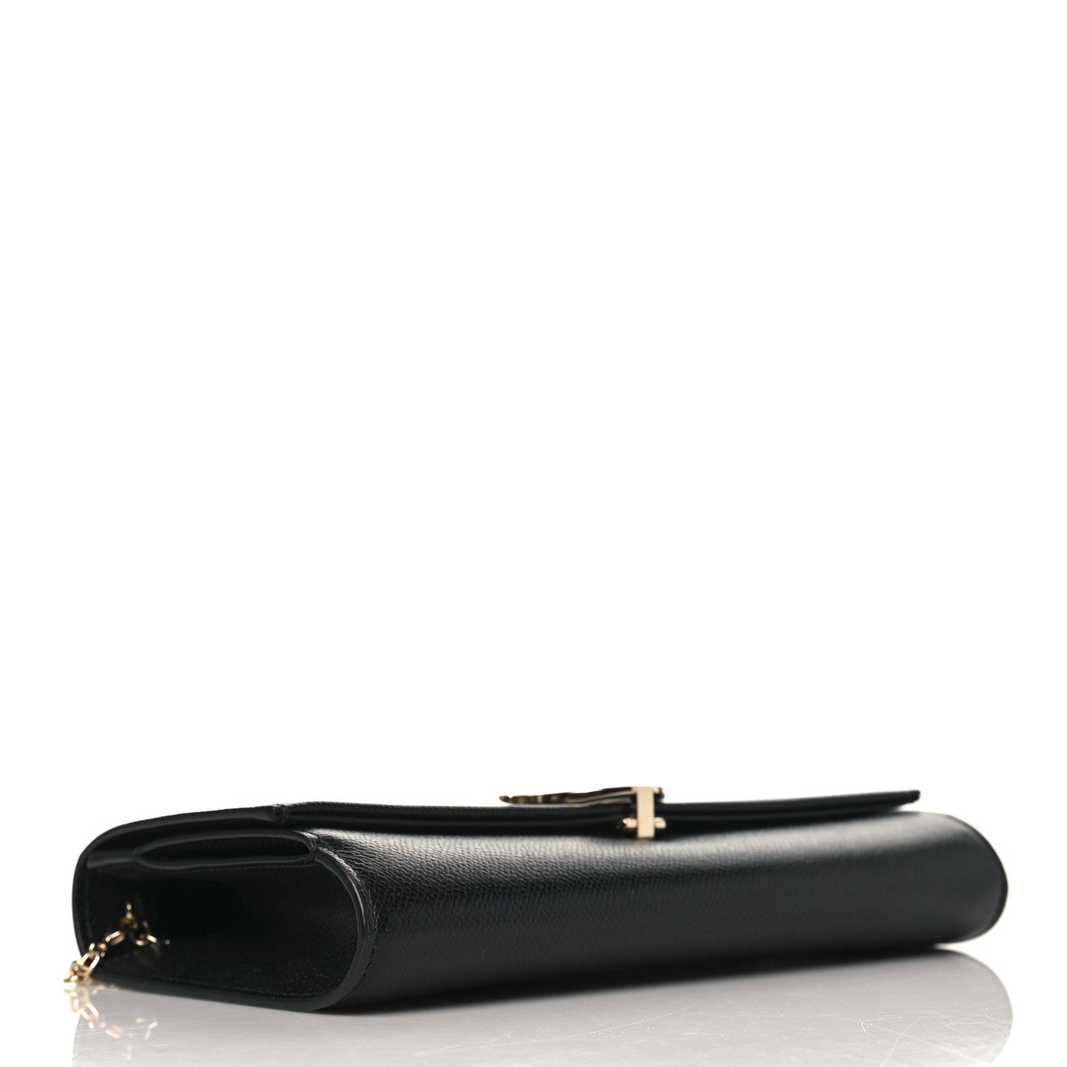 Salvatore Ferragamo Calfskin Gancini Wallet On Chain Black 4 of 9